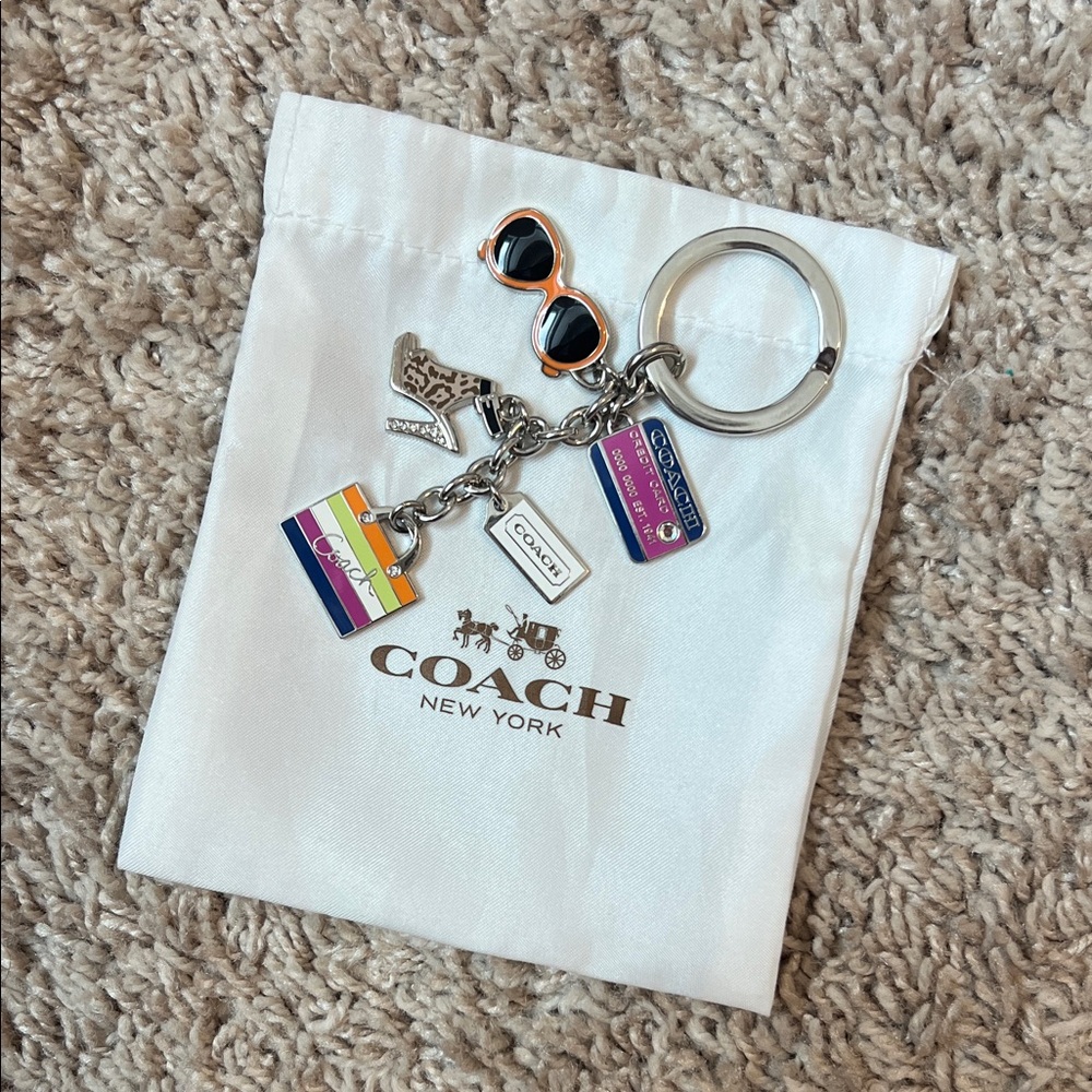 Coach Colorful Charm Keychain: Heel Sunglasses Shopping Bag Credit Card Tag